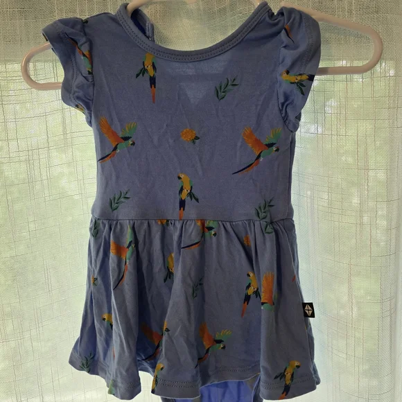 Kyte Baby Twirl Bodysuit Dress In Macaw - 0-3mo - Picture 4 of 7
